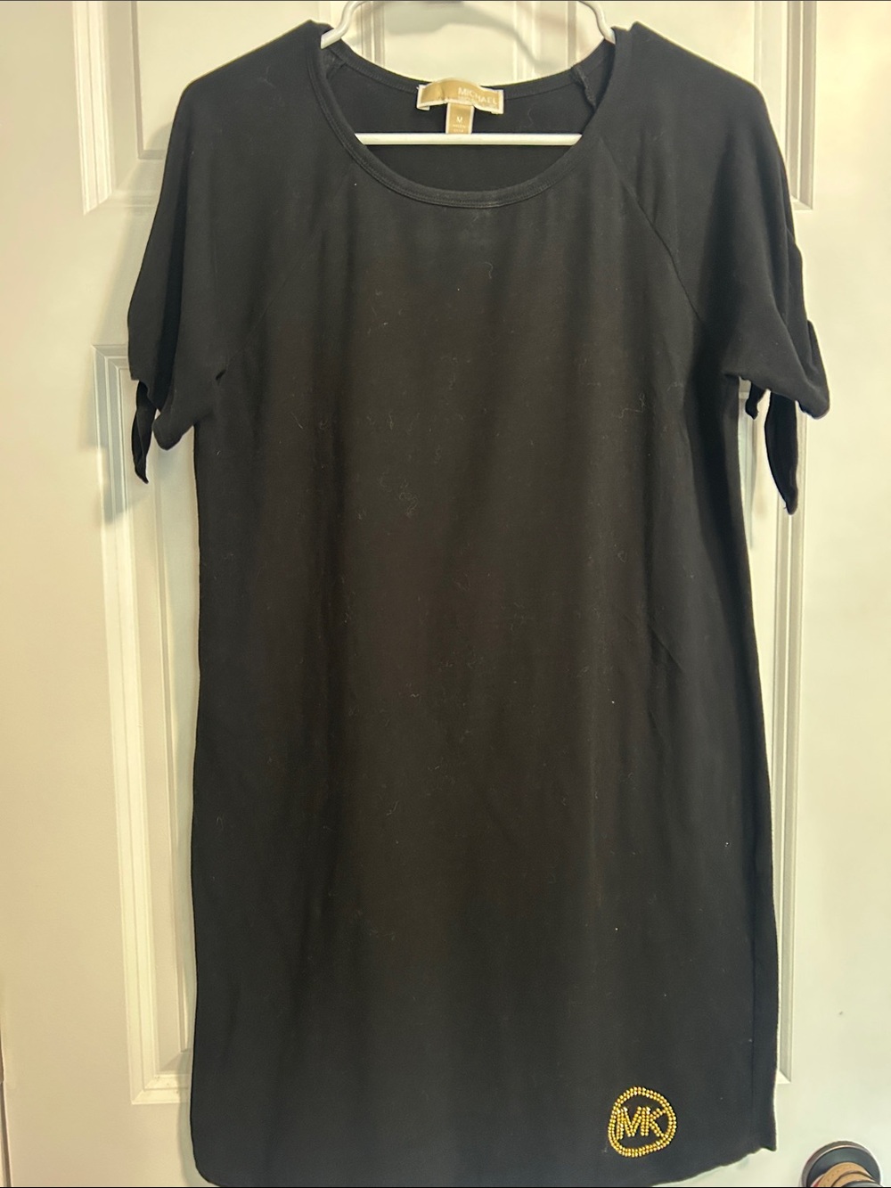 Michael Kors Black Short Sleeve Knit Dress with MK Logo